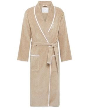 Brunello Cucinelli Linen-Trimmed Cotton Terry Bathrobe - Natural