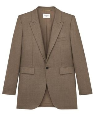 Saint Laurent Wool Single-Breasted Suit Jacket - Brown