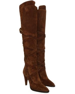 Saint Laurent Buckle Boots - Brown