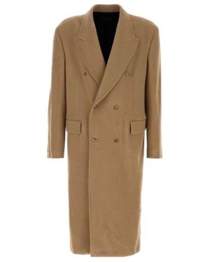 Balenciaga Collared Button-Up Coat - Natural