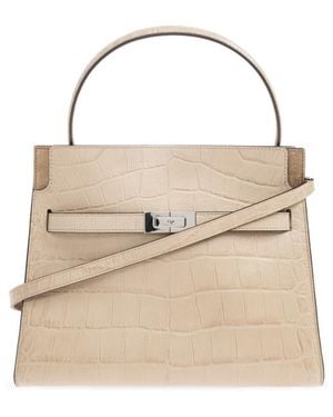 Tory Burch Lee Radziwill Embossed Small Tote Bag - Natural