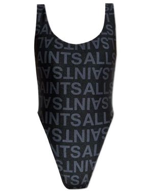 AllSaints Cay Logo-Print Swimsuit - Black