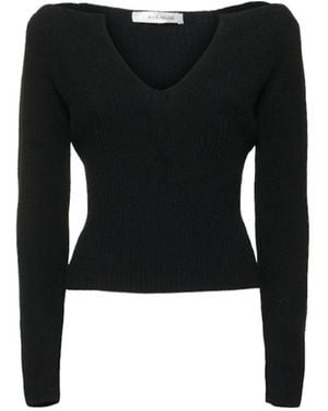 AYA MUSE Caeli Cotton Knit V-Neck Jumper - Black
