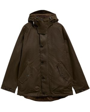 Barbour Hooded Button-Fastening Waxed Coat - Brown