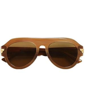 Bottega Veneta Mitre Aviator Sunglasses - Brown