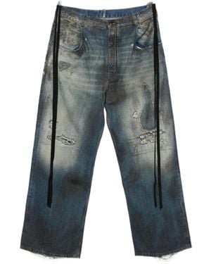 Ann Demeulemeester Distressed Paneled Jeans - Gray