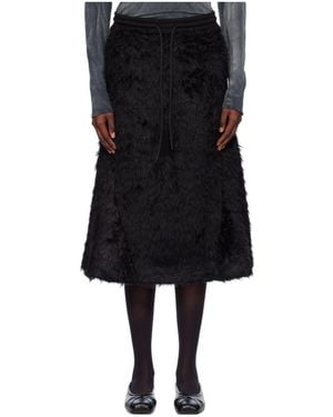 OPEN YY Shaggy Track Faux Fur Skirt - Black