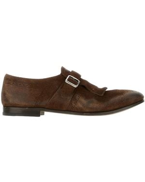 Church's Suede Shanghai Laser Monk Strap Shoes - Brown