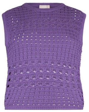 Liu Jo Crochet Round-Neck Jumper - Purple