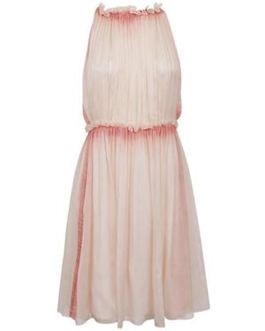 Alberta Ferretti Ruffled-Halterneck Silk Dress - Pink