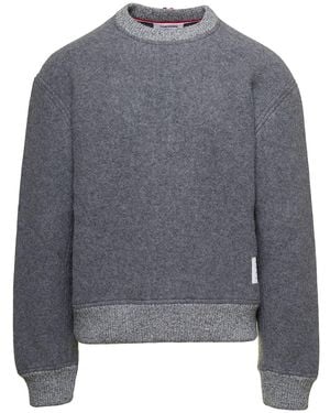 Thom Browne Relaxed Fit Wool Jumper With Ribbed Details - Grey