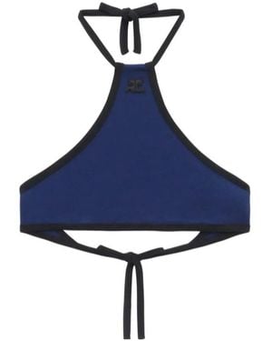 Courreges Halterneck Crop Top - Blue