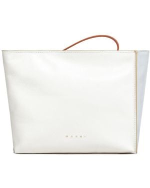 Marni Colourblock Logo-Print Clutch - White