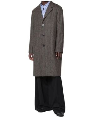 Maison Margiela V-Neck Herringbone Coat - Gray
