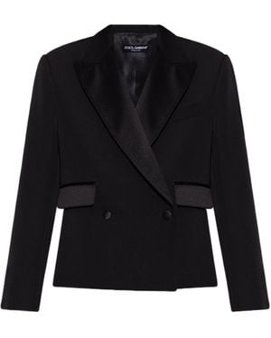 Dolce & Gabbana Double-Breasted Gabardine Tuxedo Jacket - Black