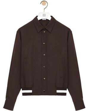 Loewe Wool-Blend Stripe-Trim Shirt Jacket - Brown