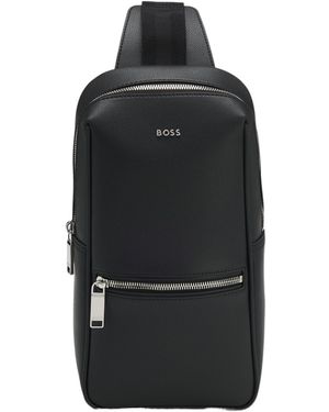 BOSS Zippered Shoulder Bag - Black