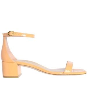 Stuart Weitzman Nudist Curve 35 Block Heel Sandals - Natural
