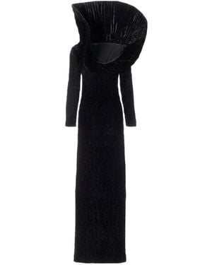 Gucci Froissé Silk Velvet Long Dress - Black