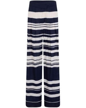 Veronica Beard Striped Wide-Leg Trousers - Blue