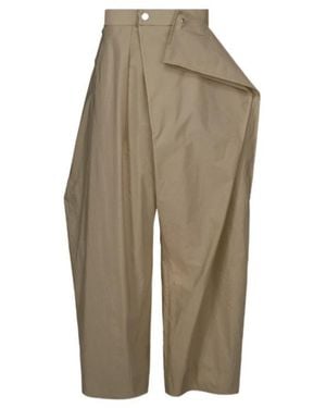 Issey Miyake Folded-Detail Wide-Leg Trousers - Green
