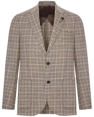 Lardini Checked Blazer - Brown