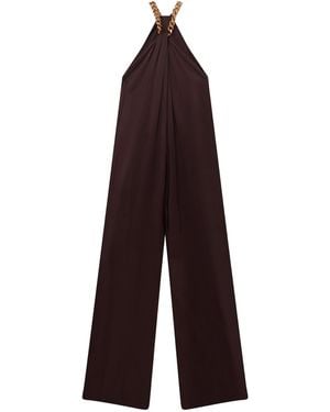 Stella McCartney Chain Halterneck Satin Jumpsuit - Purple