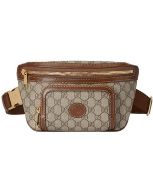 Gucci Interlocking G Logo Monogram Belt Bag - Brown