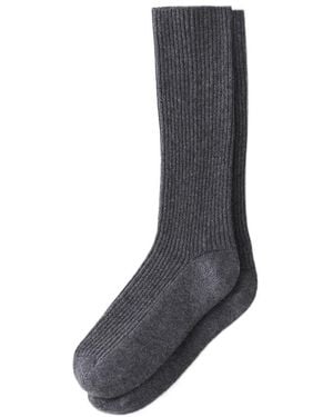Lisa Yang Cashmere Ribbed Socks - Grey