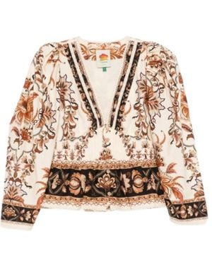 FARM Rio Majestic Garden Peplum Blouse - Natural