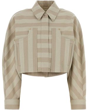 Fendi Striped Cropped Jacket - Natural