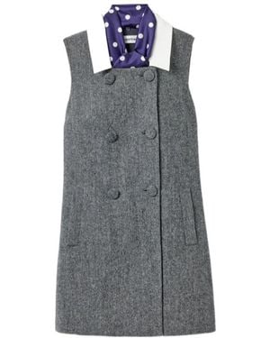 Self-Portrait Sleeveless Double-Breasted Dress - Grey