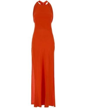 Blumarine Pussy Bow Long Marocaine Dress - Red