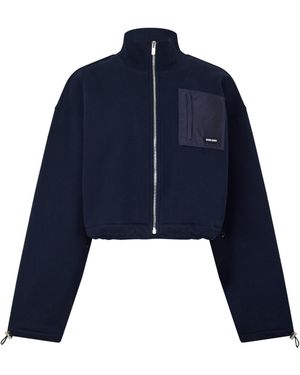 Miu Miu Cropped Zip-Up Fleece Jacket - Blue