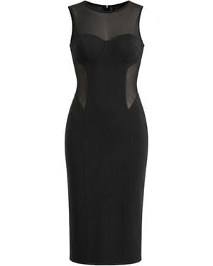 Patrizia Pepe Mesh-Panelled Corset-Style Dress - Black