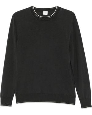 Eleventy Contrast-Trim Wool Sweater - Black
