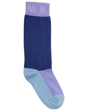 Marni Colour-Block Knitted Socks - Blue