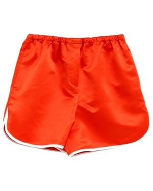 Frankie Shop Aria Contrast-Trim Satin Shorts - Red
