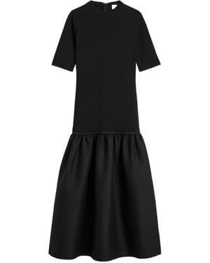 TOTEME Totême Short Sleeve Gathered Detail Dress - Black