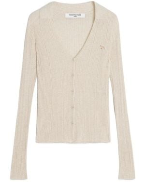 Maison Kitsuné Maison Kitsuné Button-Up Ribbed Cardigan - White