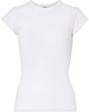 Agolde Edison Ribbed-Knit T-Shirt - White