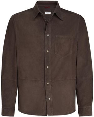 Brunello Cucinelli Suede Overshirt - Brown
