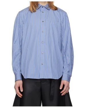 Sacai Stripe-Print Poplin Shirt - Blue
