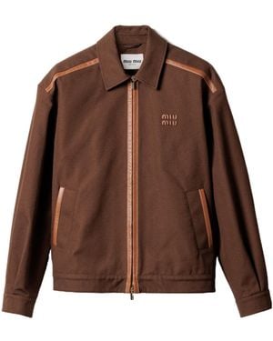 Miu Miu Contrast Trim Zip Jacket - Brown