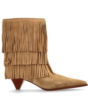 Michael Kors 50Mm Fringe-Panel Suede Boots - Brown