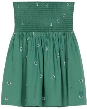 KENZO Smocked Bandana-Print Mini Skirt - Green