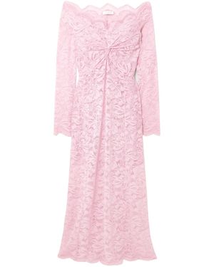 Rabanne Off-Shoulder Stretch Lace Dress - Pink