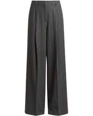 Peserico Pinstripe-Pattern Pleated Pants - Gray