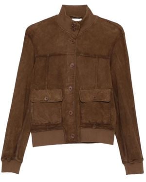 P.A.R.O.S.H. Buttoned Suede Jacket - Brown