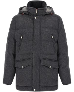 Brunello Cucinelli Quilted Wool Parka - Grey